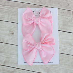 Noeuds en queue de cochon rose clair, Noeuds pour cheveux roses, Noeuds en queue de cochon pour tout-petit, Barrettes à cheveux roses, Noeuds en coton rose, Noeuds pour cheveux rose clair, Barrettes pour noeud rose