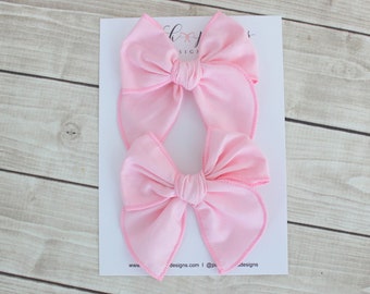 Light Pink Pigtail Bows, Pink Hair Bows, Toddler Pigtail Bows, Pink Hair Clips, Pink Cotton Bows, Light Pink Hair Bows, Pink Bow Clips