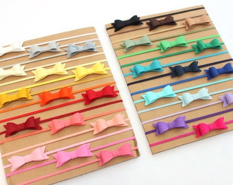 Choose Color, Felt Bow Headbands, Infant Headbands, Baby Headbands, Felt Bows, Newborn Headbands, Tiny Bow Headbands, Baby Girl Headbands
