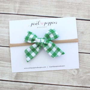 Laço de cabelo xadrez verde - Tiara para o Dia de São Patrício - Bebês, Crianças e Meninas