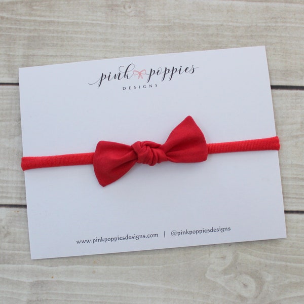 Rotes Baumwolle Knoten Stirnband, rote Baby Schleife, Weihnachten Baby Stirnband, Urlaub Stirnband, Säugling Stirnband, rote Nylon Stirnband, Neugeborene Mädchen Geschenk