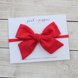 Red Christmas Hair Bow, Red Bow Headband, Christmas Headband, Red Hair Bow, Christmas Baby Headband, Holiday Hair Bow, Red Cotton Bow