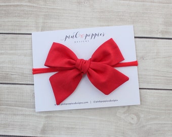 Red Christmas Hair Bow, Red Bow Headband, Christmas Headband, Red Hair Bow, Christmas Baby Headband, Holiday Hair Bow, Red Cotton Bow