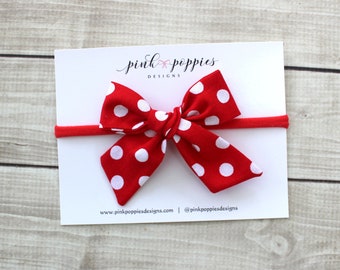 Minnie Mouse Hair Bow, Disney Baby Headband, Minnie Headband, Red Disney Headband, Polka Dot Minnie Bow, Red Polka Dot Bow, Disney Hair Bow