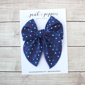 4th of July Hair Bow, July 4th Hair Clip, Patriotic Hair Bow, Star Hair Bow, Red White and Blue Bow, July Fourth Hair Bow, US Star Hair Bow