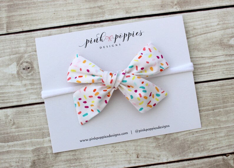 Birthday Hair Bow Sprinkles Headband Nylon Headband Baby Etsy