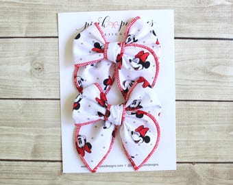 Minnie Mouse Pigtail Bows, Disney Hair Bows, Minnie Piggy Bows, Minnie Mouse Bows, Baby Pig Tail Bows, Disney Pig Tail Clip, Piggy Bow Set