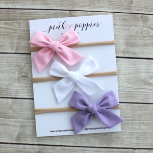Set of 3 Hair Bows, Baby Headbands, Nylon Headbands, Baby Shower Gift, Newborn Headbands, Infant Headbands, Baby Girl Headbands, Baby Bows