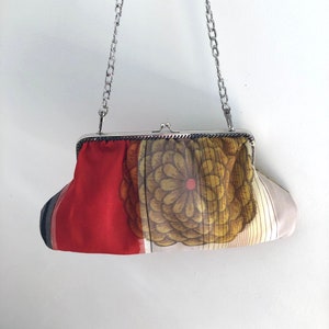 Handmade Vintage Silk Kimono Handbag: Japanese Chrysanthemum Clasp Bag