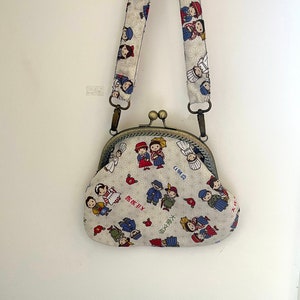 Handmade Japanese fabric clasp bag/ cartoon character fabric bag/ Japanese fabric handbag/ Clasp bag