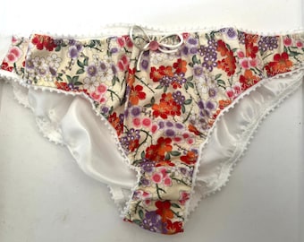 Handmade floral print cotton knickers/ Handmade lingerie /Handmade underwear