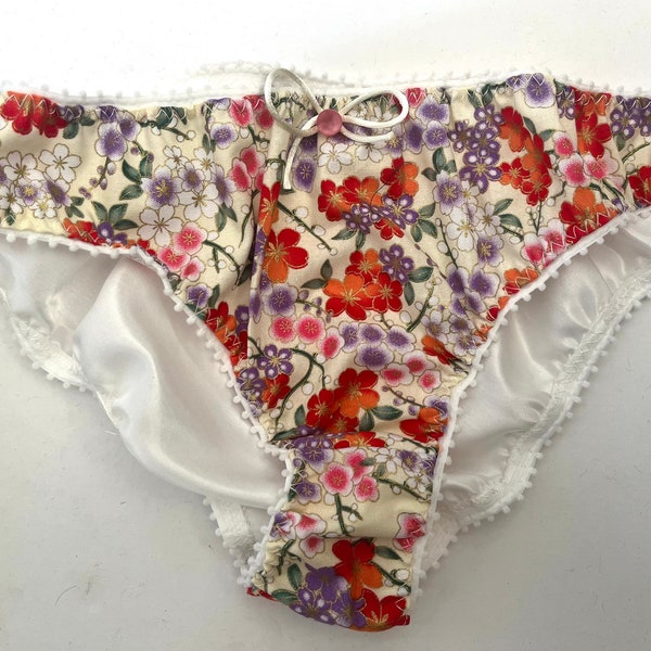 Handmade floral print cotton knickers/ Handmade lingerie /Handmade underwear