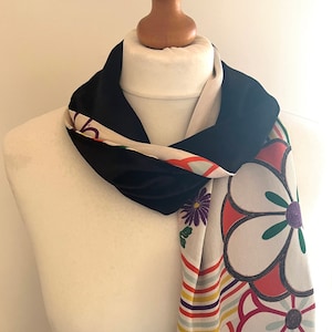 Japanese silk kimono fabric scarf/ Kimono scarf / Japanese Kimono scarf /Silk Scarf