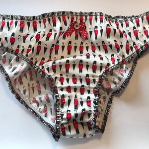 Handmade cotton soldier print knickers/ London scene print underwear/ London theme knickers/ handmade underwear