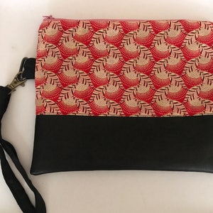 Handmade batik zip pouch with detachable strap