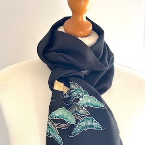 Japanese silk kimono fabric scarf/ Kimono scarf / Japanese Kimono scarf /Silk Scarf