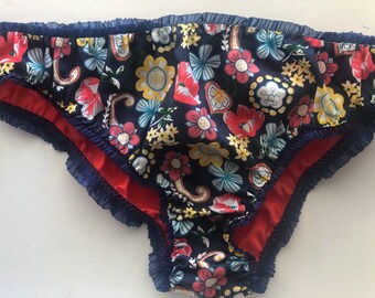 Handmade floral print cotton knickers/ Handmade lingerie /Handmade underwear