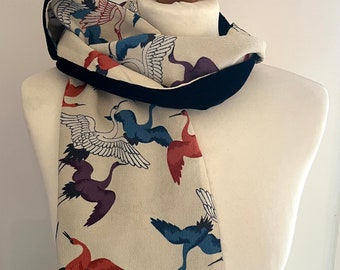 Japanese silk kimono fabric scarf/ Kimono scarf / Japanese Kimono scarf /Silk Scarf