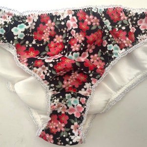 Handmade floral print cotton knickers/ Handmade lingerie /Handmade underwear
