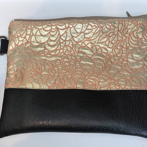 Handmade vintage fabric zip pouch with detachable strap