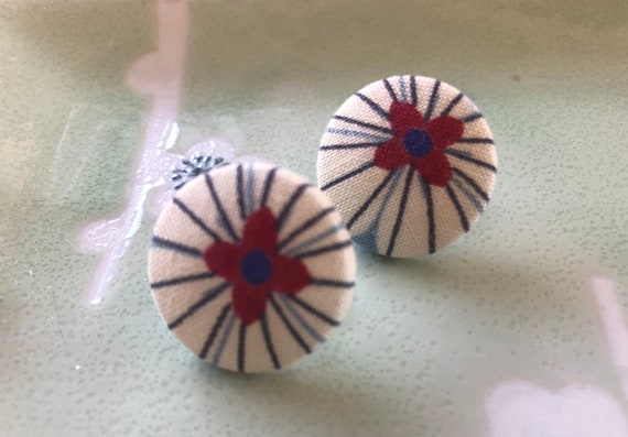 Vintage Kimono Button Earrings: Handmade Fabric Jewelry Israel