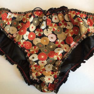 Handmade cotton chrysanthemum print knickers/ Handmade panties /Handmade underwear