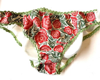 Handmade cotton floral print knickers/ handmade underwear/ Floral fabric knickers/ Bespoke underwear