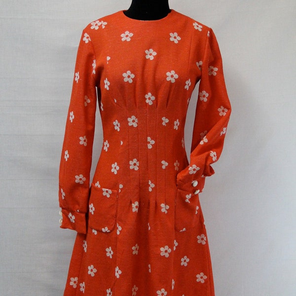 Vintage Dress 1960s Orange Floral WHOLESALE