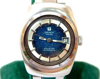 Vintage Watch, TISSOT Seastar, Watch Automatic, Ref. 38669-1, Case Stainless Steel, 25mm, Women, Gift Birthday, Anniversary Wedding, Ladie