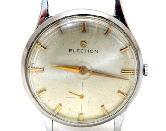 Vintage Watch, Watch ELECTION, Movement Mechanic, Watch Men, Case Stainless Steel, 34mm, Circa 1950, Working, Gift Birthday, Watch Unisex