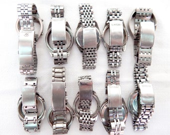 Lot 10 Stück, Uhrenarmband, Uhrengehäuse, Vintage Armbanduhr, Uhr Seiko, Uhr Bürger, Edelstahl, Uhr Unisex, für Ersatzteile