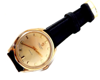 montre vintage, montre TRESSA, montre-bracelet, remontage manuel, 17 rubis, boîtier plaqué or, 36 mm, montre unisexe, 1960 c, cadeau d'anniversaire