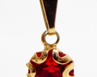 Gold 14kt, Pendant Gold, Ruby Stone, Gold and Ruby, Gemstones Pendants VaN