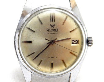 Vintage Watch, Watch PRECIMAX, Hand Winding, Watch Men, Case Stainless Steel, 35mm, 1950c, Working, Gift Birthday, Anniversary, Watch Unisex
