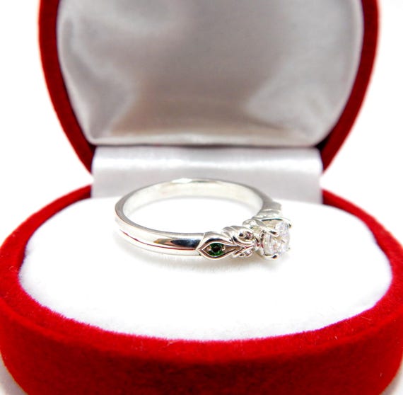 Ring Solid Silver, Emerald Crimped, Designer Jewe… - image 6