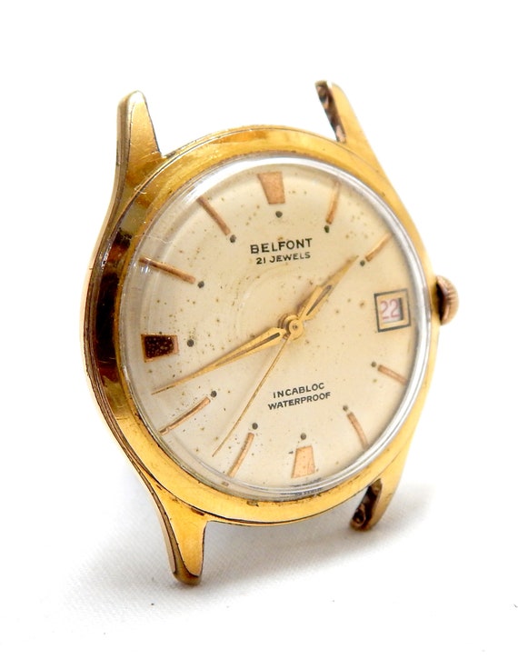 最高 BELFONT, Watch Watch, Vintage Hand Case Jewels, 21 Winding, アナログ（手巻き）