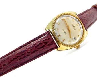Vintage Watch, Mervos, Watch Automatic, 25 Jewels, Wrist Watch, Case Gold Plated, 35mm, Gift Birthday, Watch Unisex, Dad Gift, Husband Gift