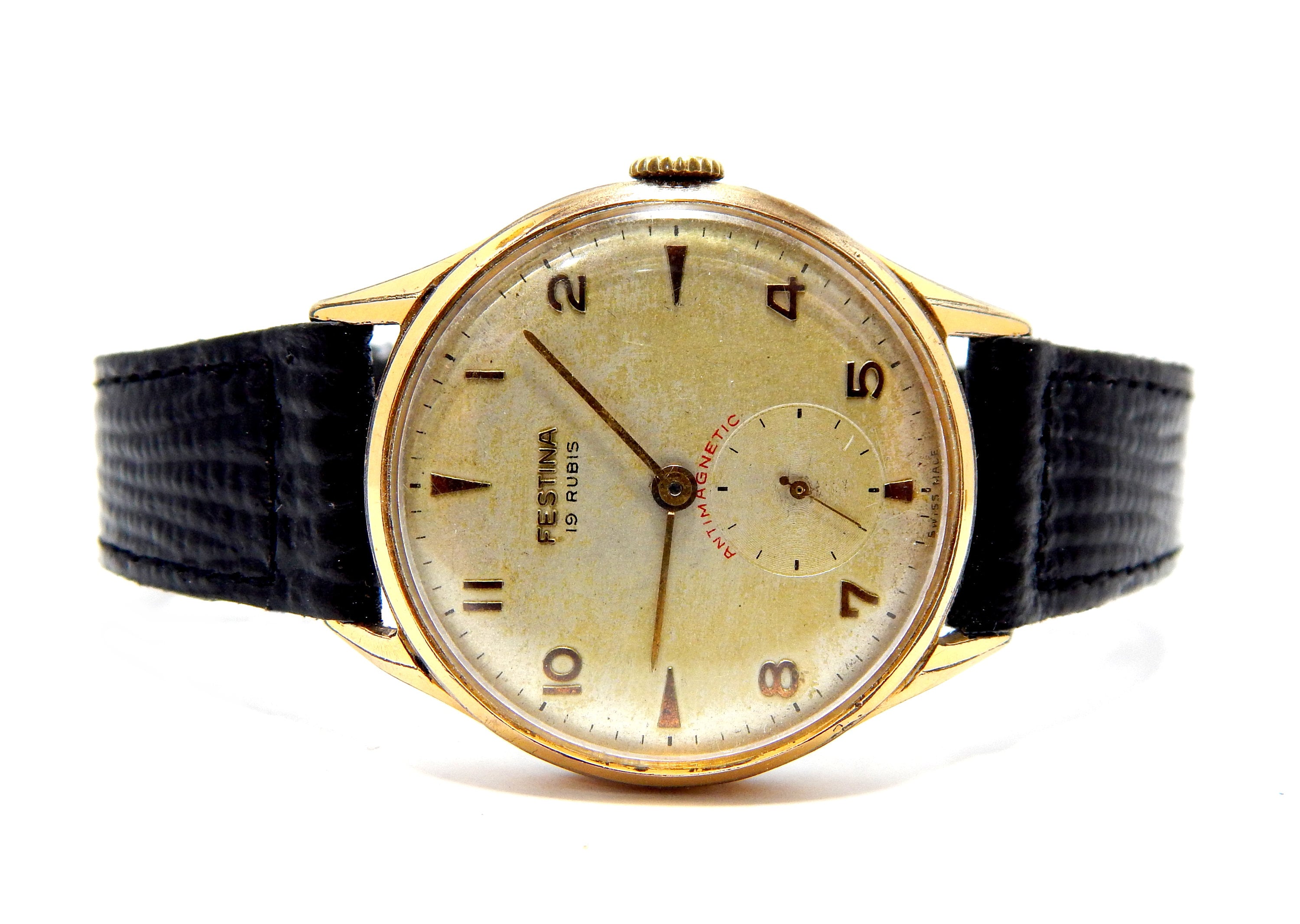 Montre vintage montre FESTINA remontage manuel 19 rubis boitier plaque or 35 mm montre unisexe pieces detachees a reviser Etsy France