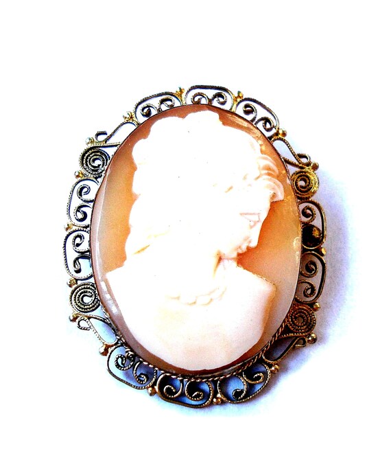 Antique Brooch, & Pendant Filigree Edwardian, She… - image 3