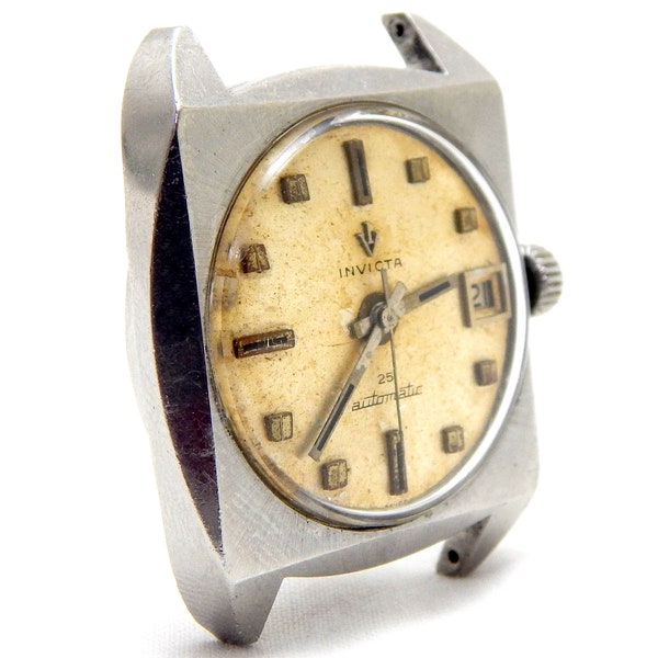 Vintage Watch, Watch INVICTA, Watch Automatic, Self Winding, 25 Jewels, Circa 1960, Case Stainless Steel, 34mm, Gift Birthday, Watch Unisex