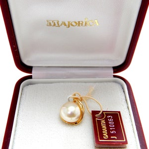 Colgante de Perla Chapado en Oro de 18kt y Plata, Majorica España, Mallorca Islas Baleares España, Caja Majorica, Certificado, Garantía, Nuevo L7 VaN