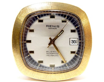 Vintage Uhr RENIS, Renis Geneve, Armbanduhr, Armbanduhr automatisch, 25 Juwelen, circa 1960, 38mm, Gehäuse vergoldet, funktioniert nicht, muss überprüft werden