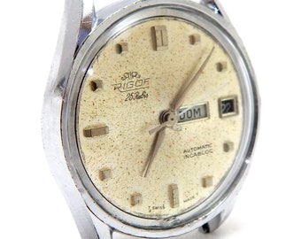 Vintage Watch, Watch RIGOF, Watch Automatic, Self Winding, 25 Jewels, Circa 1960, Case Stainless Steel, 35mm, Gift Birthday, Watch Unisex