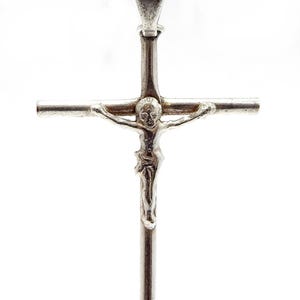 Antique Crucifix Blessed, Religious Catholic, Crucifix Pendant, Circa 1950, Silver, Measure 36mm, Unisex, Anniversary Gift, Birthday Gift