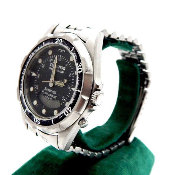 Watch TECHNOS TECHNOS Skydiver Professional Watch Chronograph Watch Diver Watch Alarm Watch Men Case Steel 40mm Gift Birthday Van Etsy Australia