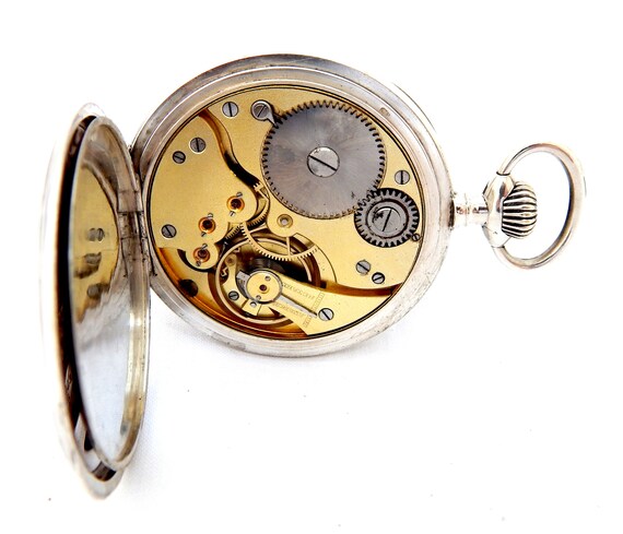 Pocket Watch MOVADO Surete Watch Open Face 1920c Solid Silver