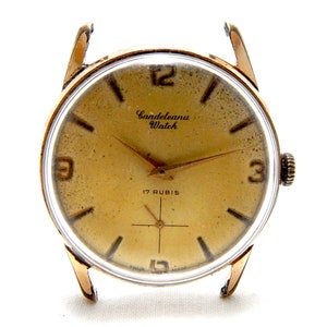 Vintage Watch, Candeleanu Watch, Wrist Watch, Mechanic, 17 Jewels, Circa 1960, 35mm, Case Gold Plated, Not Working, Needs Review VaN