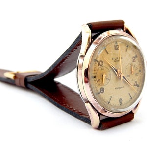 Antique Watch, PLAZA Geneve, Chronograph, Art Deco, Circa 1940, Case Gold Plated, 36mm, Gift Birthday, Anniversary Wedding, Watch Unisex