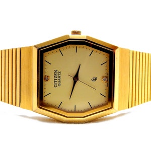 Watch Quartz, Watch CITIZEN, Citizen Quartz, 30mm, Circa 1980, Watch Unisex, Gold Plated, Gift Birthday, Anniversary, Watch Ladie, Working