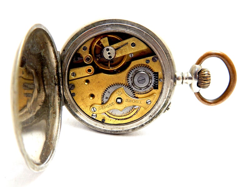 Antique Pocket, Watch ROSSKOPF, Open Face, 1900c, Dial Porcelain, Case Stainless Steel, 50mm, Working, Gift Anniversary, Birthday, Unisex zdjęcie 7